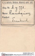 Etiketten zu Quarz (Rauchquarz) (NHMW-MIN-Ay771)